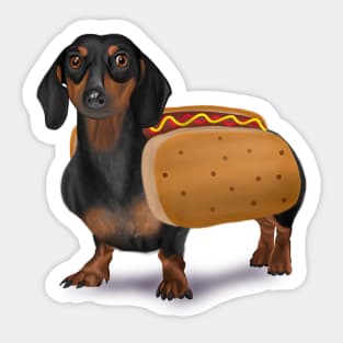 Halloween Wiener Dog Dachshund Hot Dog Costume Drawing Sticker